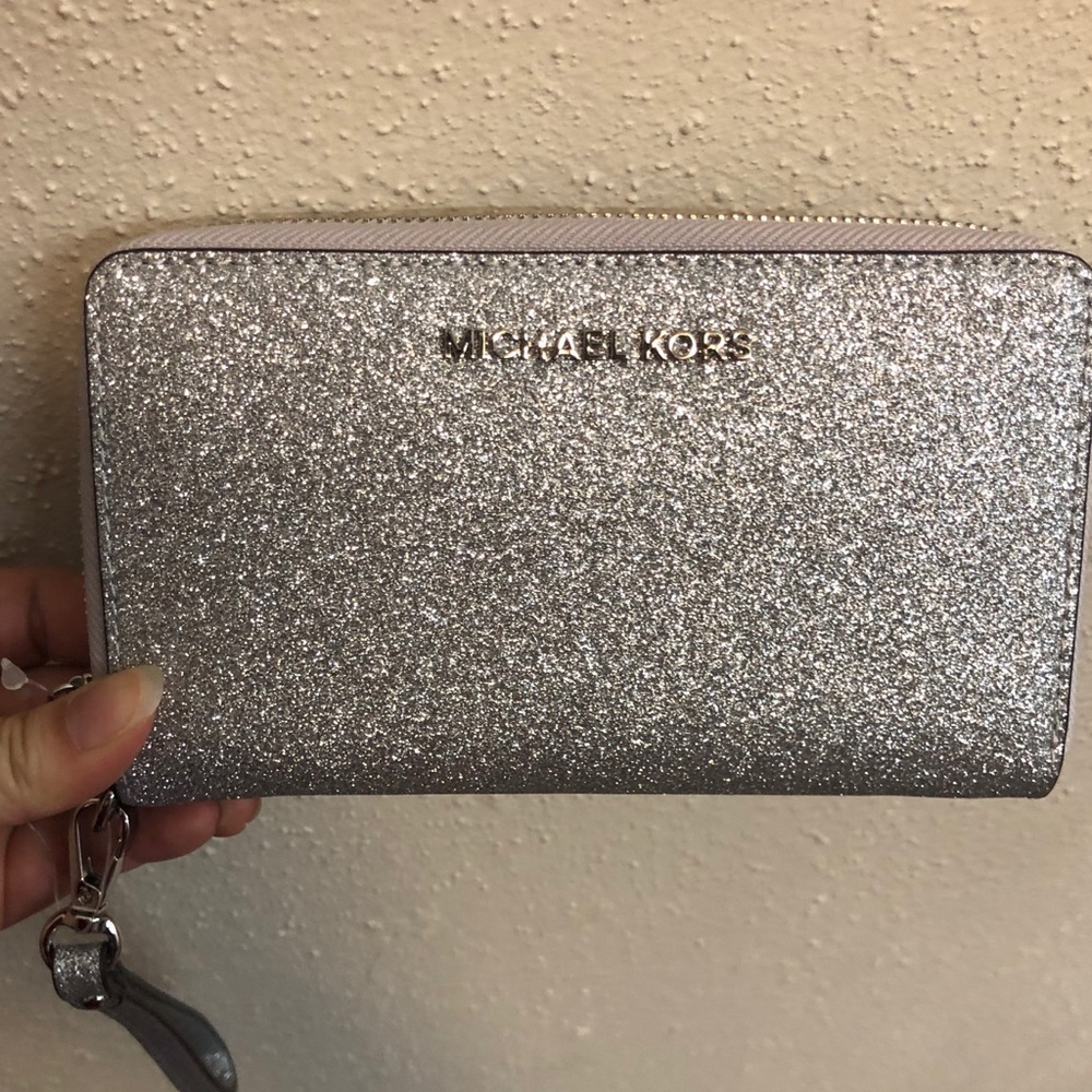 Brand New Michael Kors Sparkling Silver Wallet!